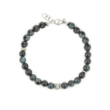 Round Mixed Stone Bracelet Sterling Silver, Blue Tigers Eye