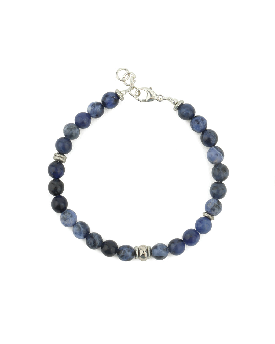 Round Mixed Stone Bracelet Sterling Silver, Sodalite