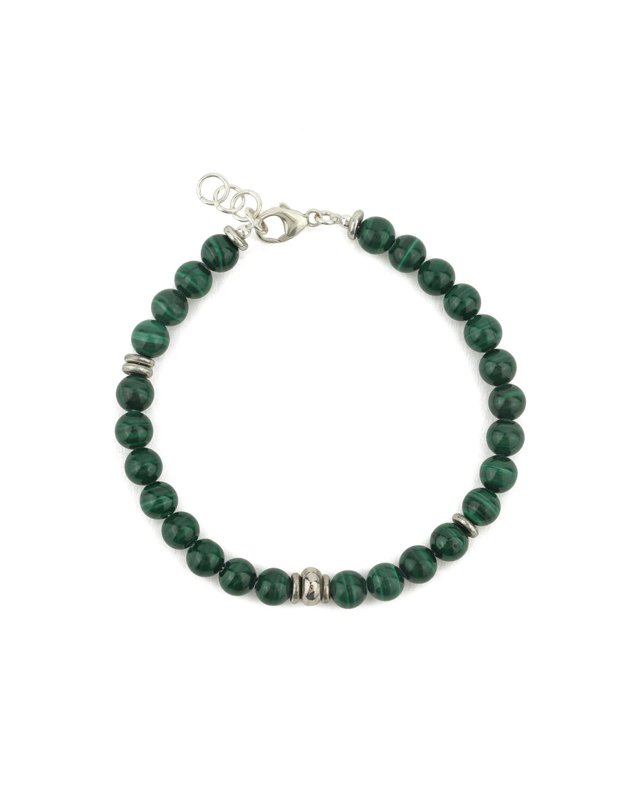 Round Mixed Stone Bracelet Sterling Silver, Malachite