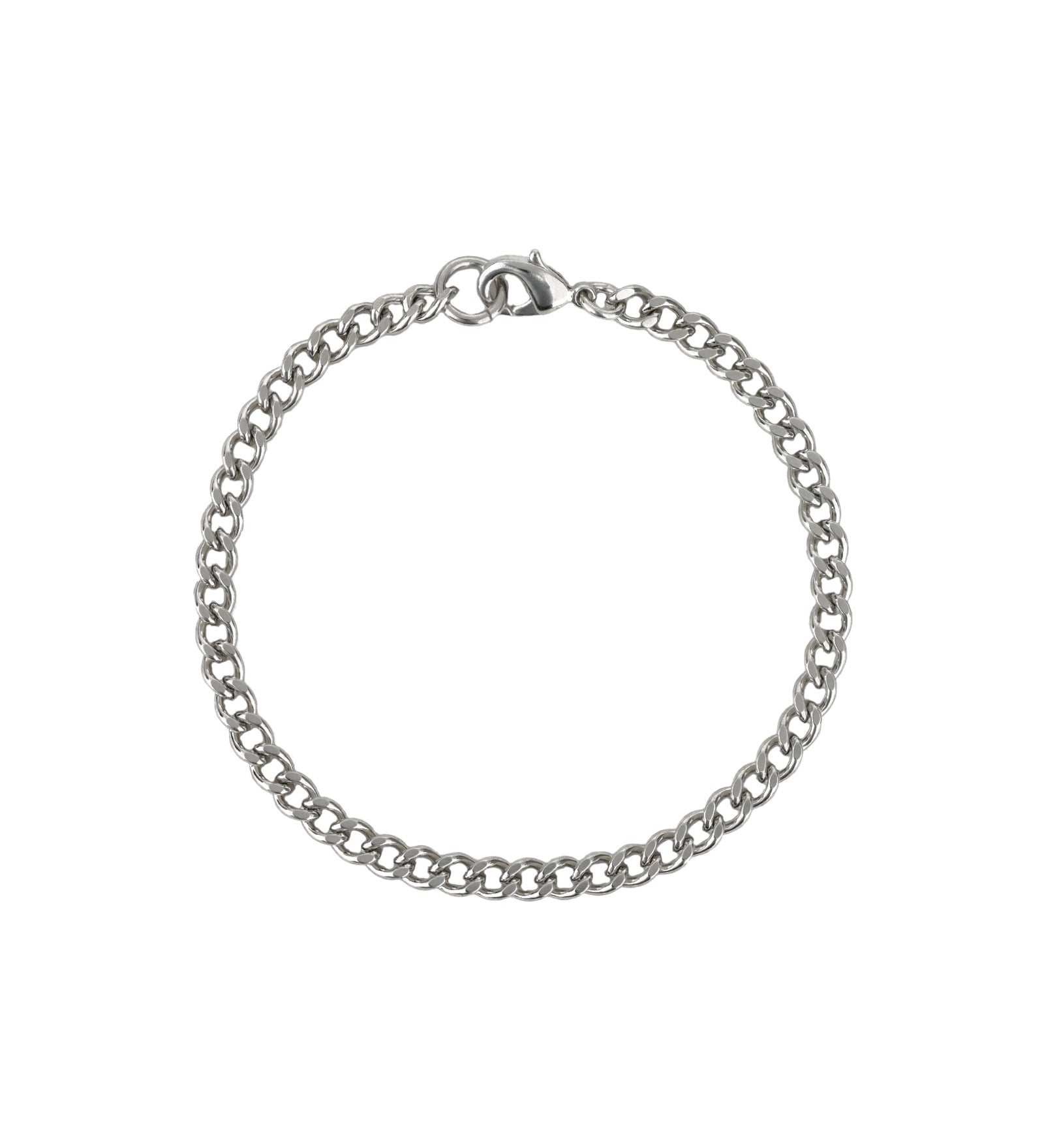 Diamond Cut Curb Chain Bracelet | 5mm Rhodium Plated / 7.5"