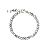 Diamond Cut Flat Curb Chain Bracelet Rhodium Plated / 7.5"