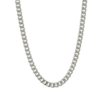 Diamond Cut Flat Curb Chain Necklace | 5mm Rhodium Plated / 18"-20"