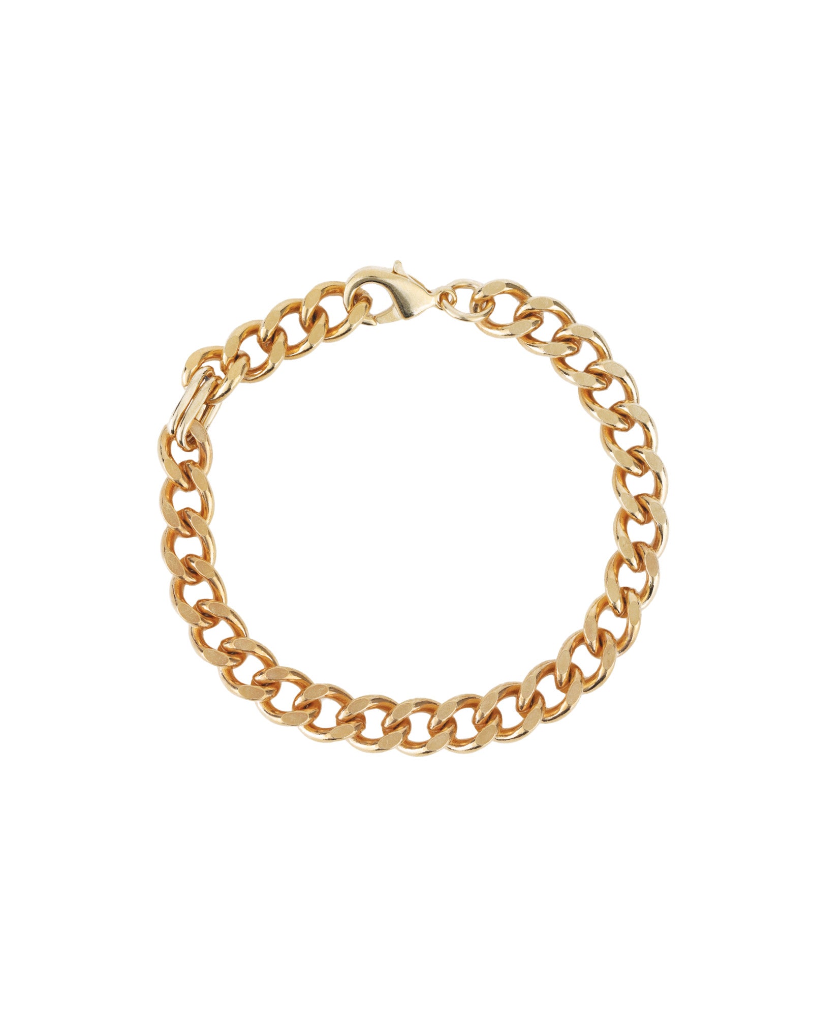 Diamond Cut Flat Curb Chain Bracelet | 8mm Gold Plated / 7.5"