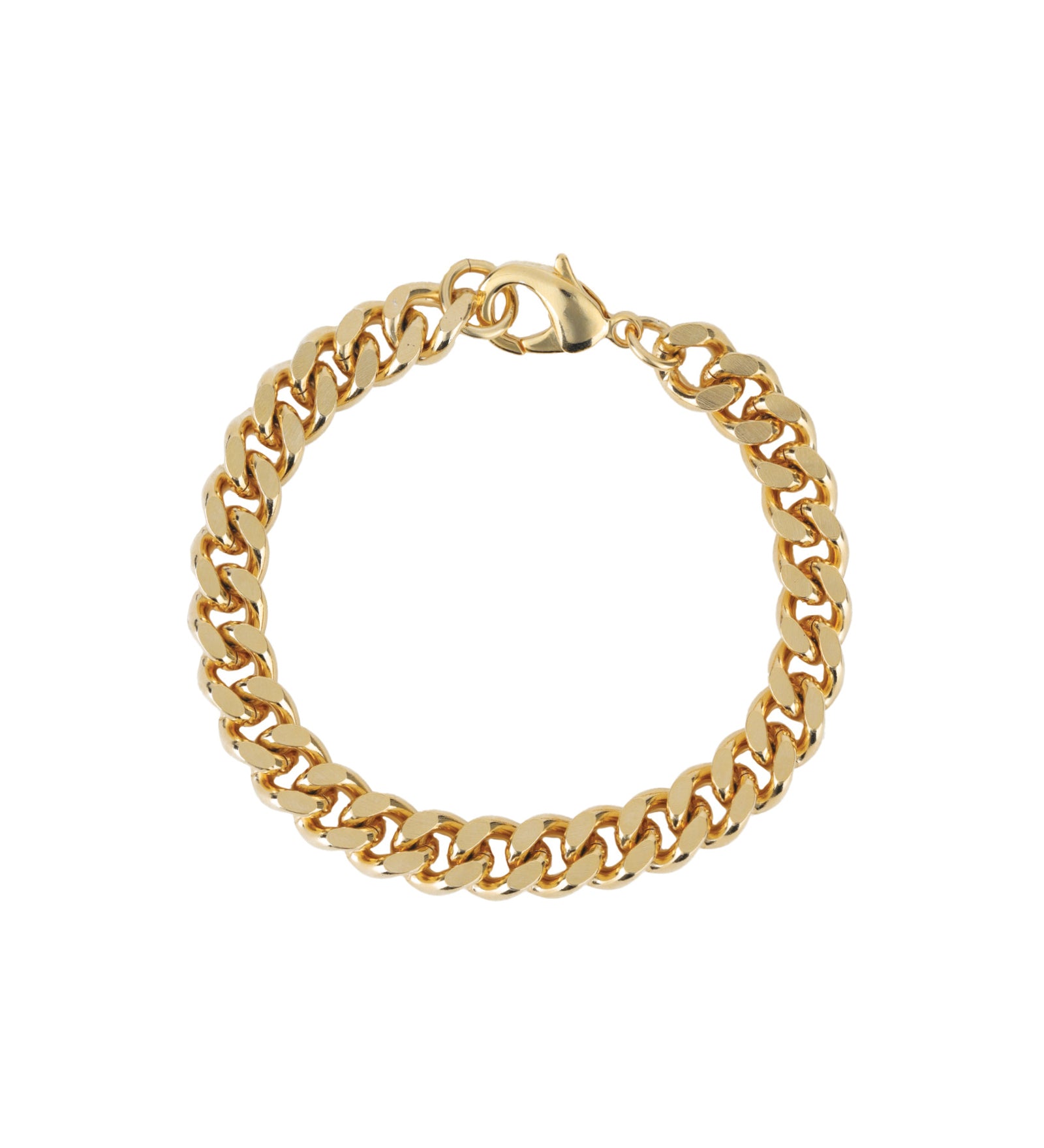 Diamond Cut Flat Curb Chain Bracelet | 9mm Gold Plated