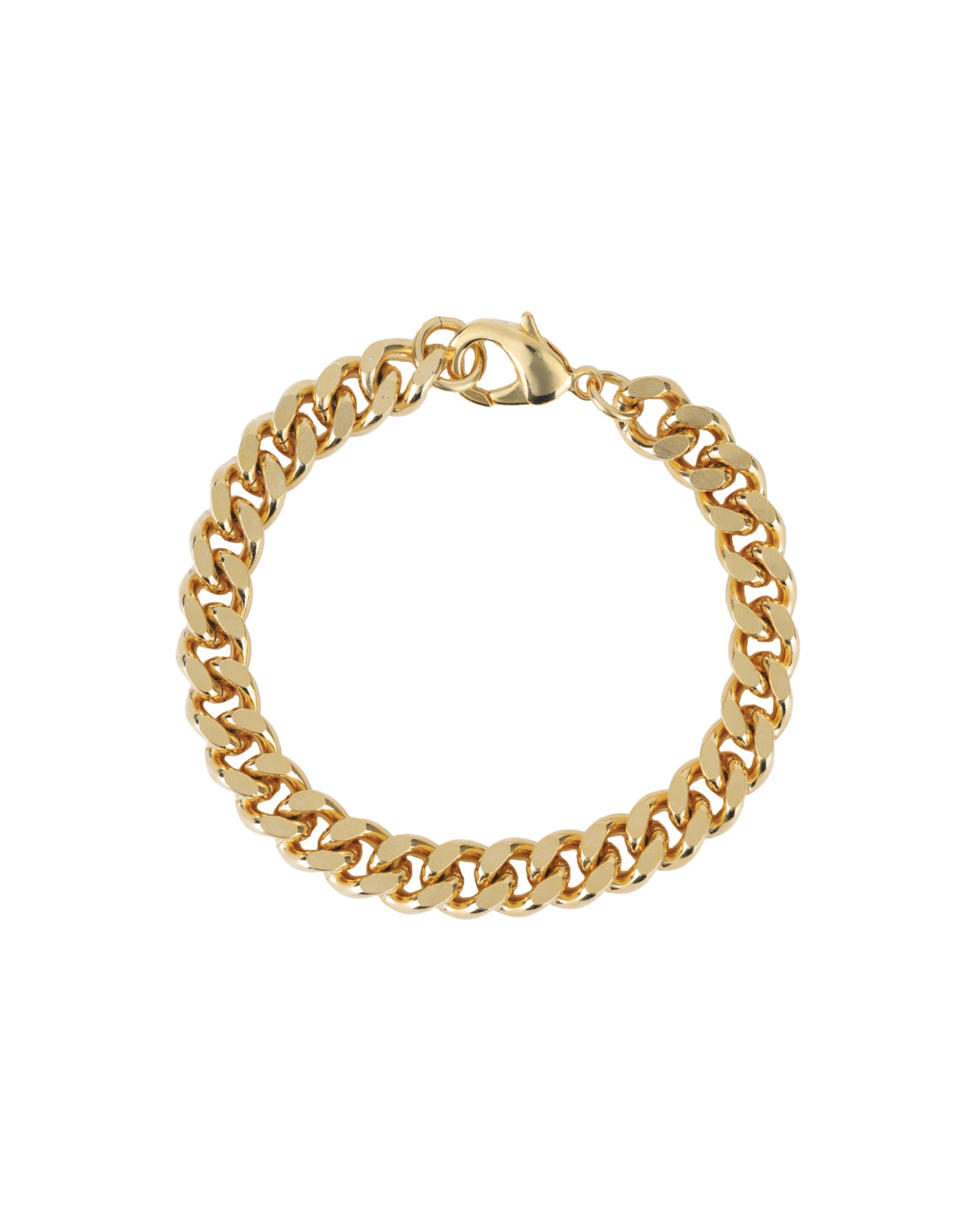 Diamond Cut Flat Curb Chain Bracelet | 9mm Gold Plated