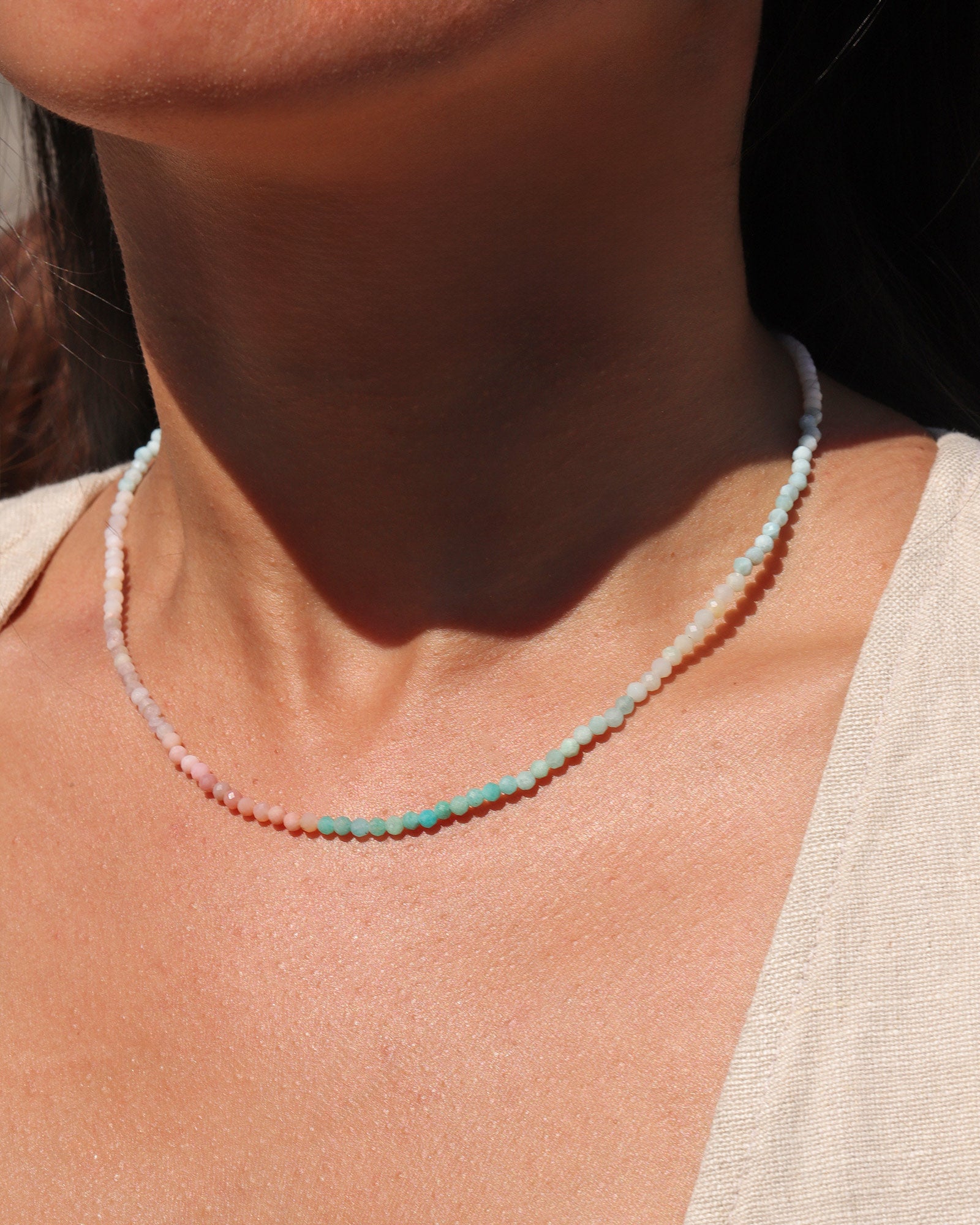 Gem Jar-Mix Stone Necklace | 3mm-Necklaces-14k Gold Filled, Larimar-Blue Ruby Jewellery-Vancouver Canada