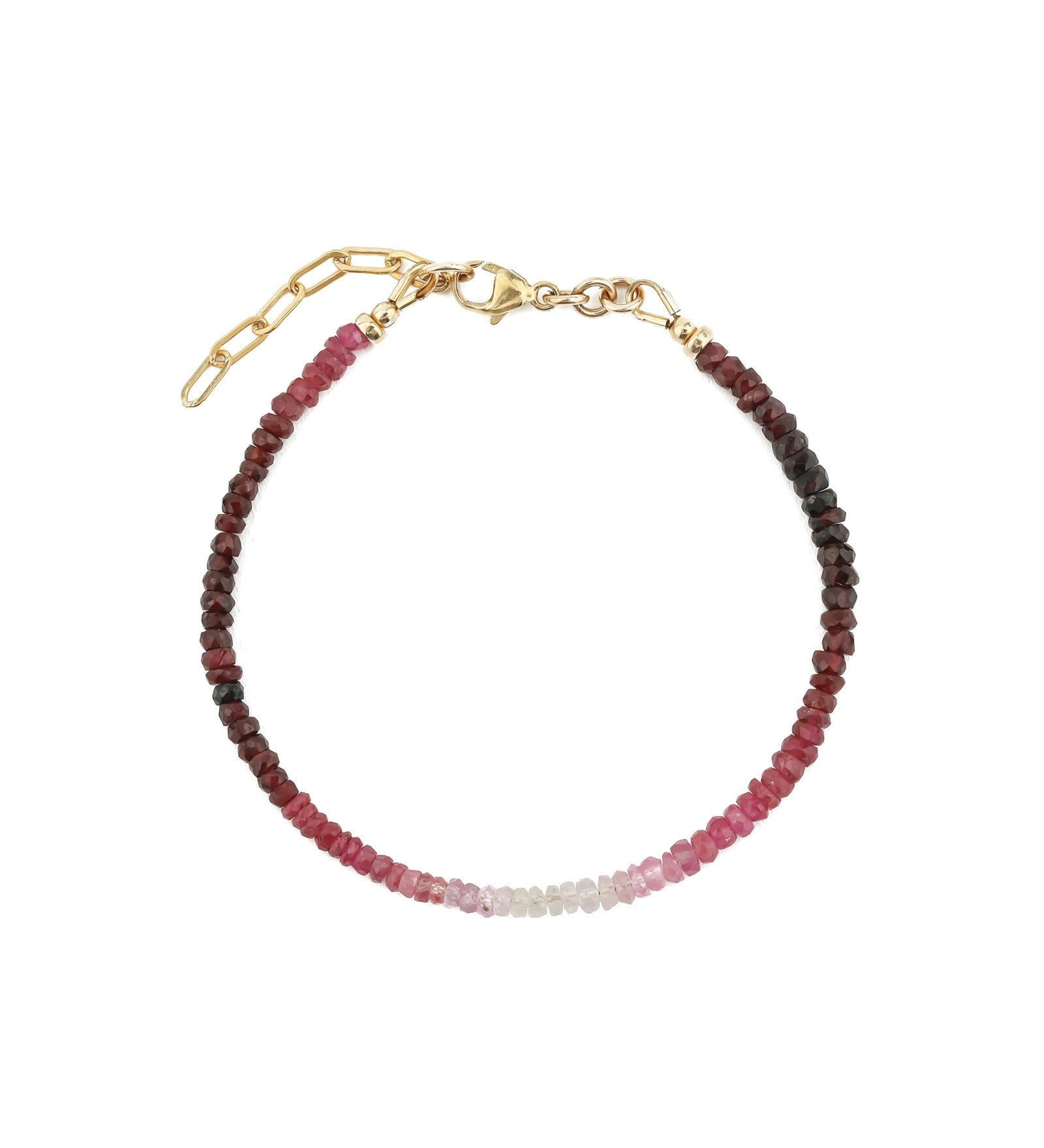 Light Ruby Bracelet | 3mm 14k Gold Filled, Light Ruby