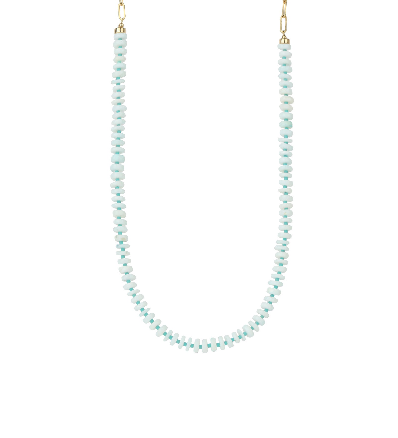 Blue Opal Heishi Miyuki Necklace | 6.5mm 14k Gold Filled, Blue Opal