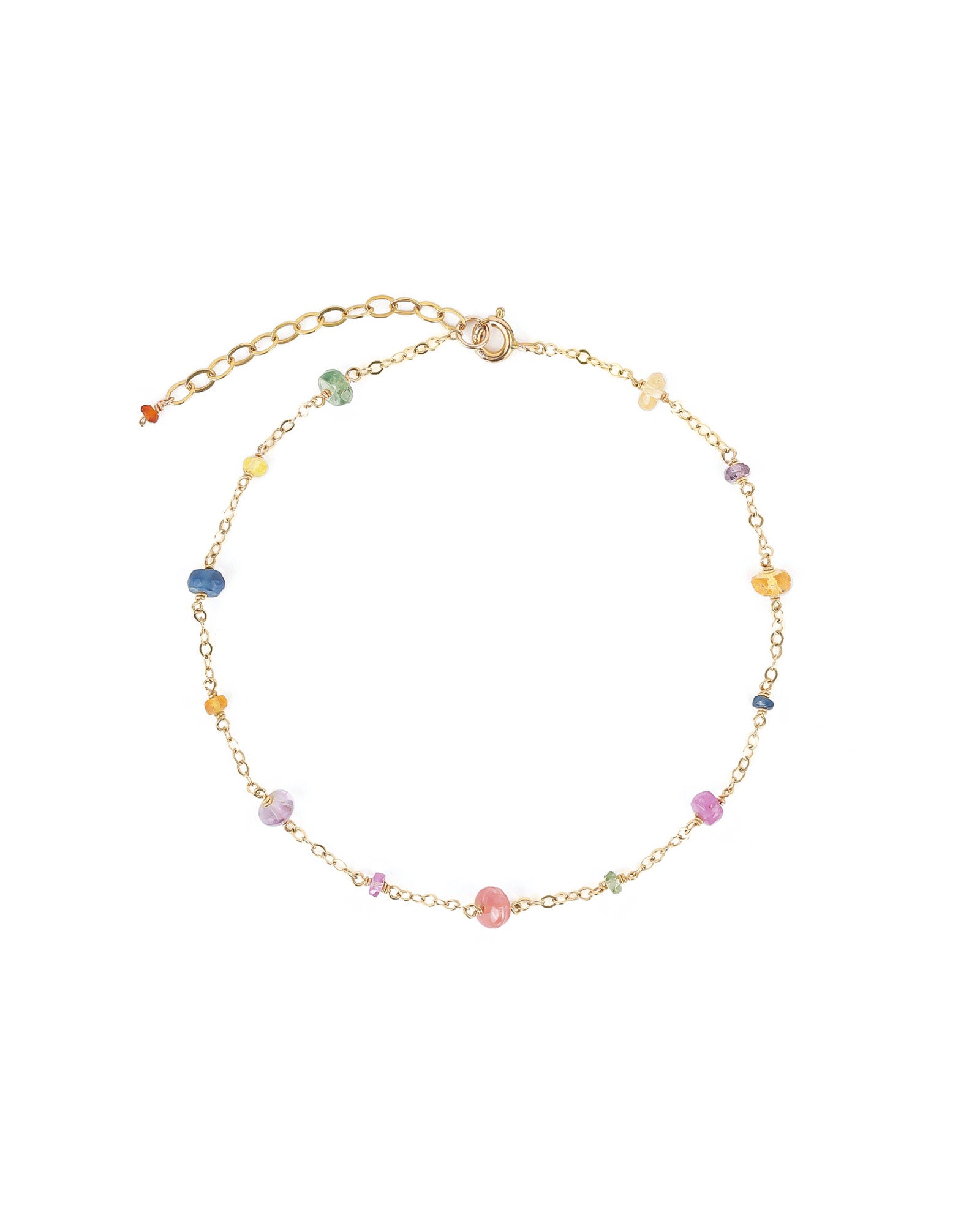 Gem Jar-Mixed Stone Station Anklet-Anklets-14k Gold Filled, Multi-Blue Ruby Jewellery-Vancouver Canada