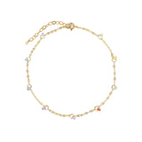 Gem Jar-Floating Station Stone Anklet-Anklets-14k Gold Filled, Multi Rainbow Stones-Blue Ruby Jewellery-Vancouver Canada