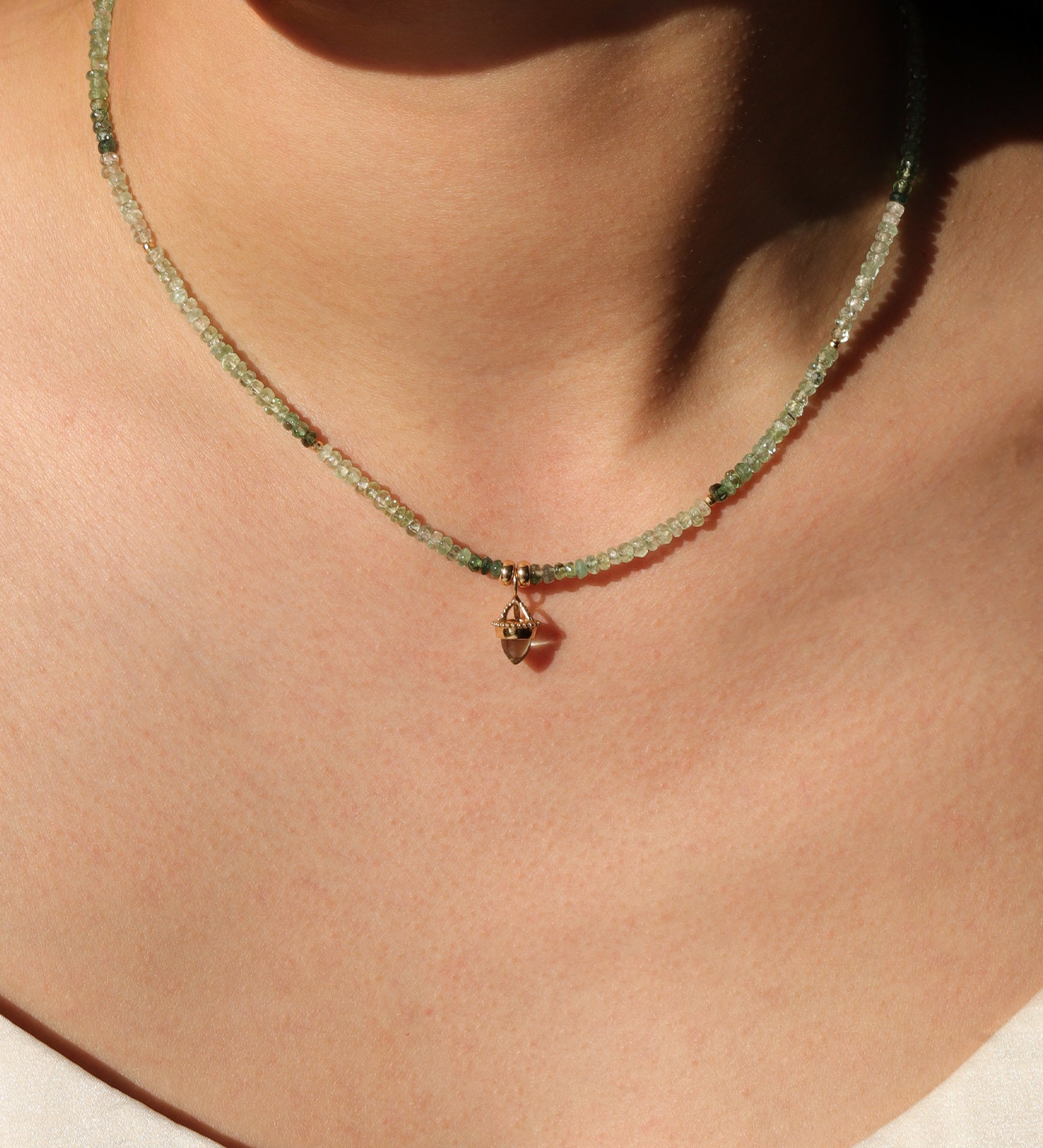 Gem Jar-Green Tourmaline Stone Charm Necklace-Necklaces-Blue Ruby Jewellery-Vancouver Canada