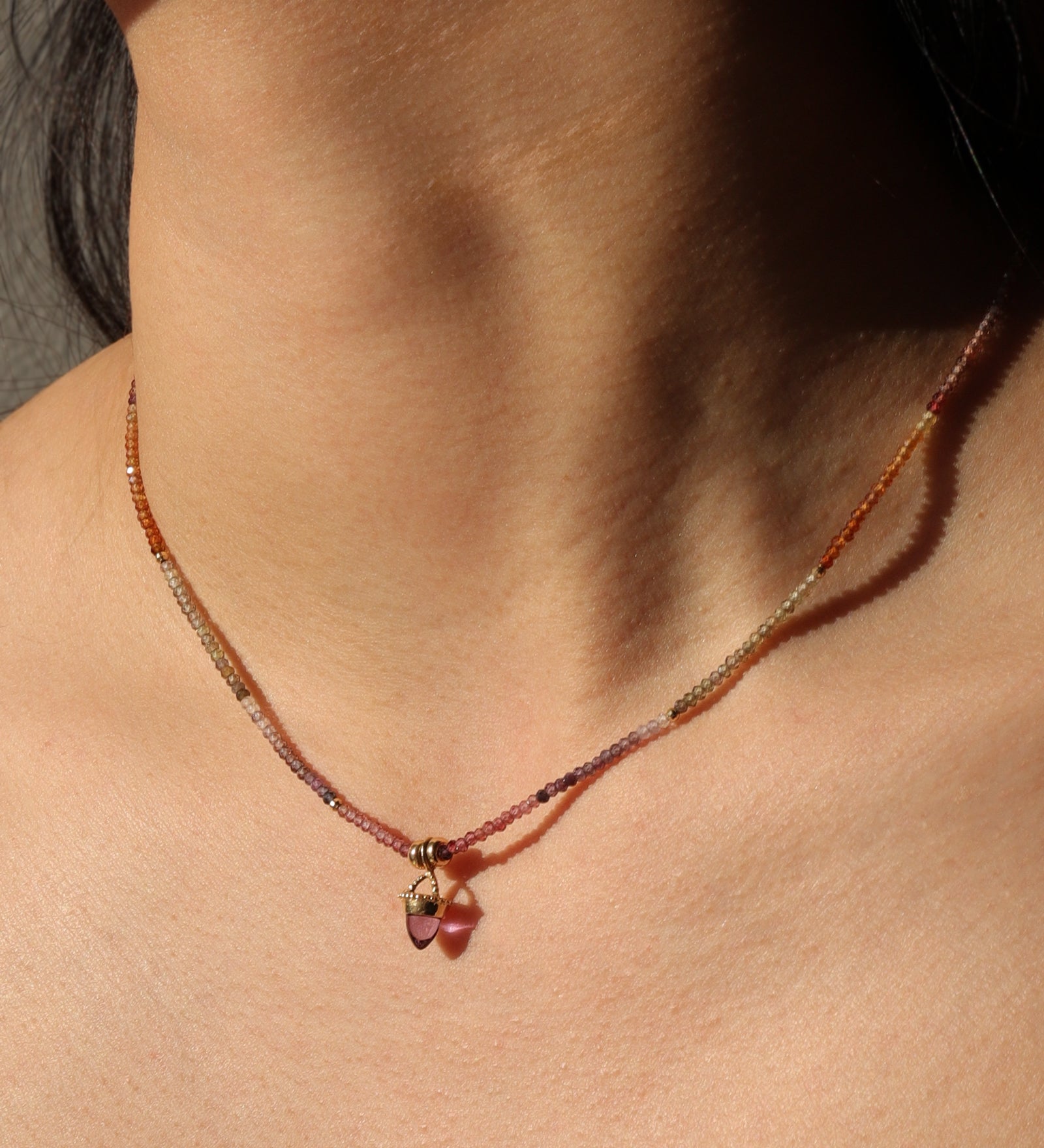 Gem Jar-Mixed Spinel + Garnet Stone Charm Necklace-Necklaces-Blue Ruby Jewellery-Vancouver Canada