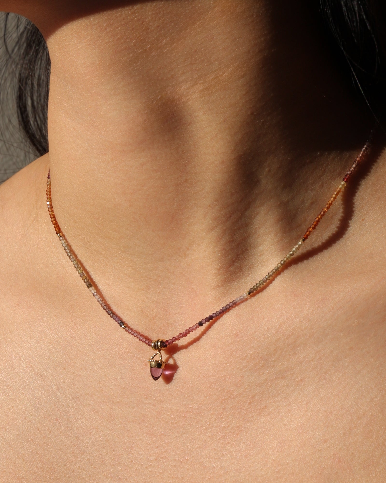 Gem Jar-Mixed Spinel + Garnet Stone Charm Necklace-Necklaces-Blue Ruby Jewellery-Vancouver Canada