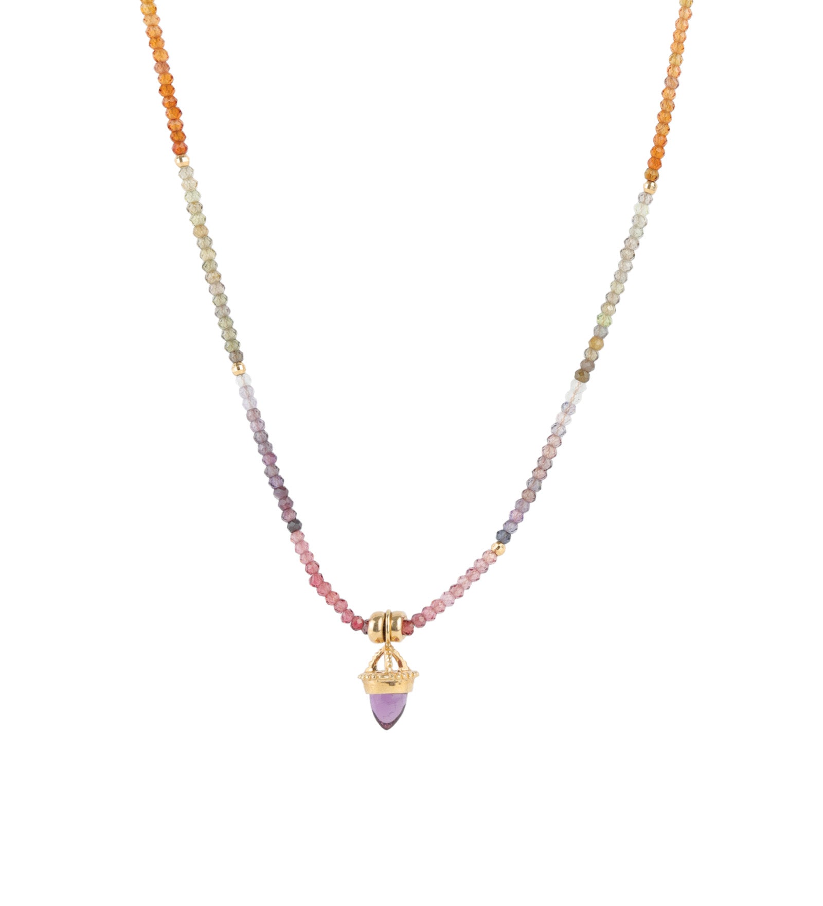 Gem Jar-Mixed Spinel + Garnet Stone Charm Necklace-Necklaces-14k Yellow Gold, Spinel, Garnet, Amethyst-Blue Ruby Jewellery-Vancouver Canada