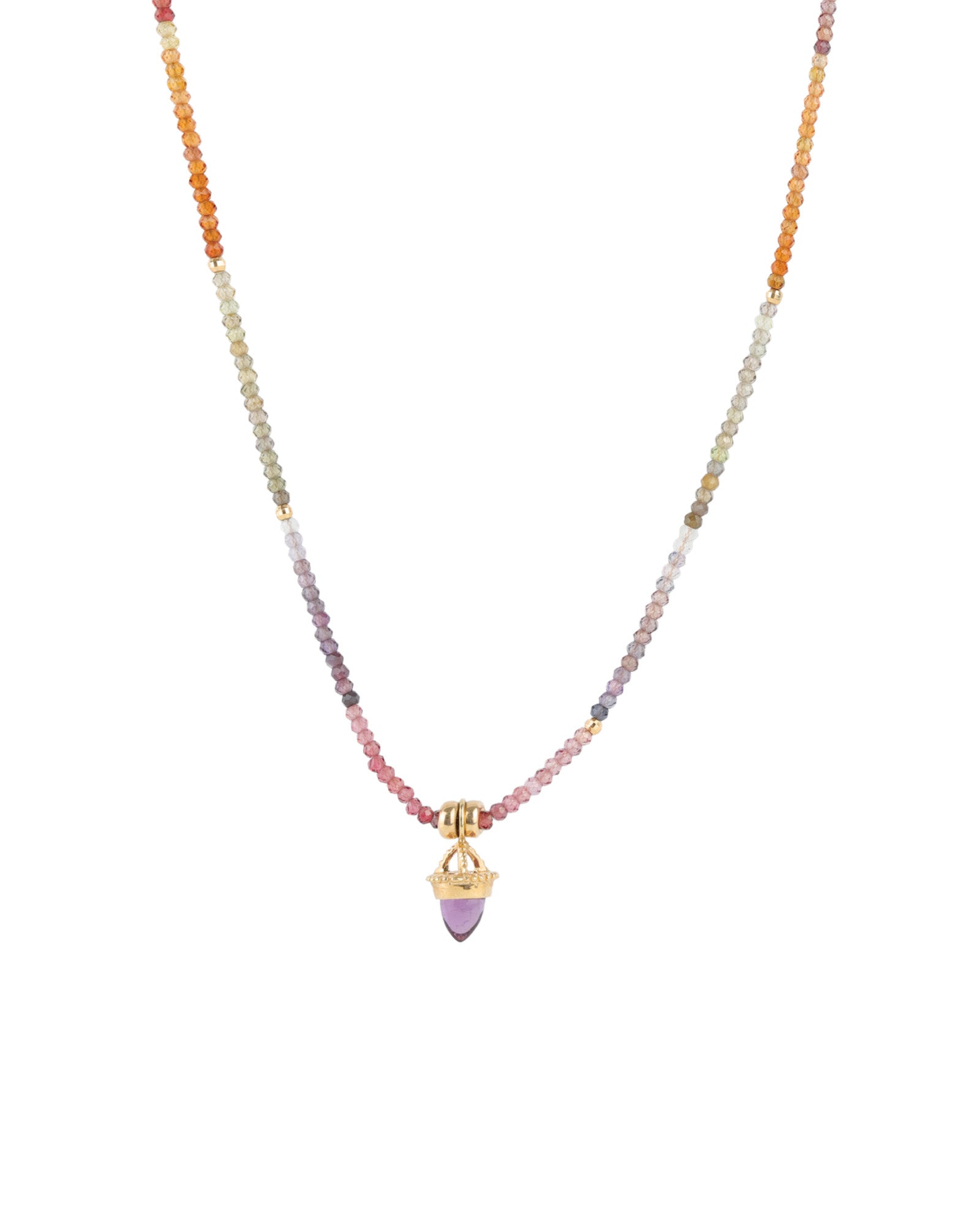 Gem Jar-Mixed Spinel + Garnet Stone Charm Necklace-Necklaces-14k Yellow Gold, Spinel, Garnet, Amethyst-Blue Ruby Jewellery-Vancouver Canada