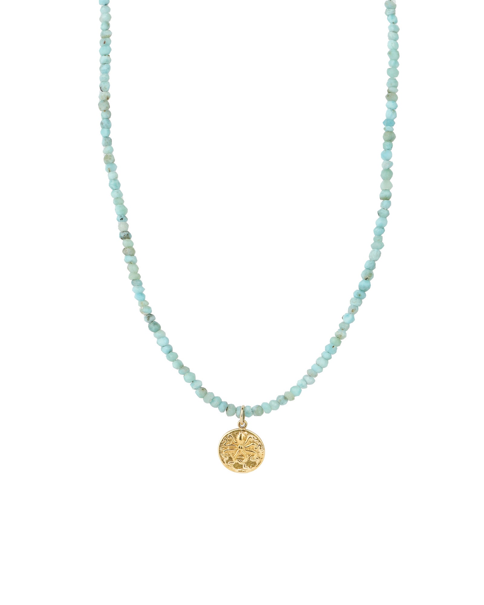 Larimar Octopus Charm Necklace | 3mm 14k Gold Filled, 14k Gold Vermeil