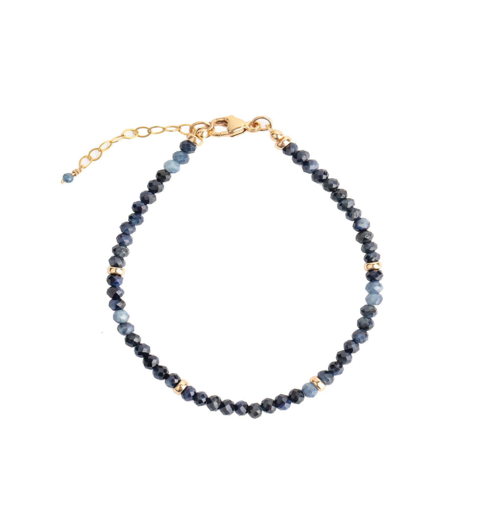 Gem Jar-Blue Sapphire Four Rondelle Bracelet | 3mm-Bracelets-14k Gold Filled, Blue Sapphire-Blue Ruby Jewellery-Vancouver Canada