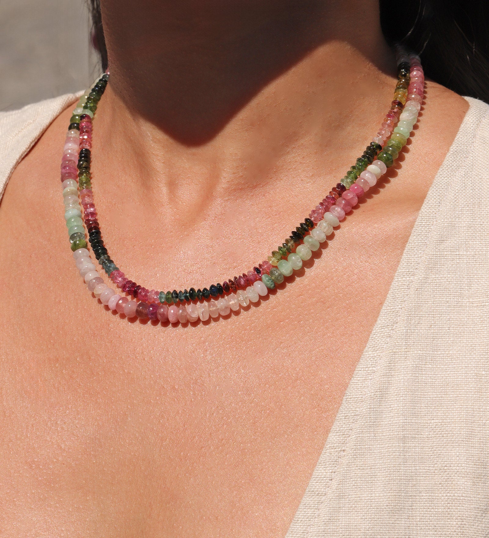 Gem Jar-Mix Tourmaline Necklace | 4mm-Necklaces-14k Gold Filled, Tourmaline-Blue Ruby Jewellery-Vancouver Canada