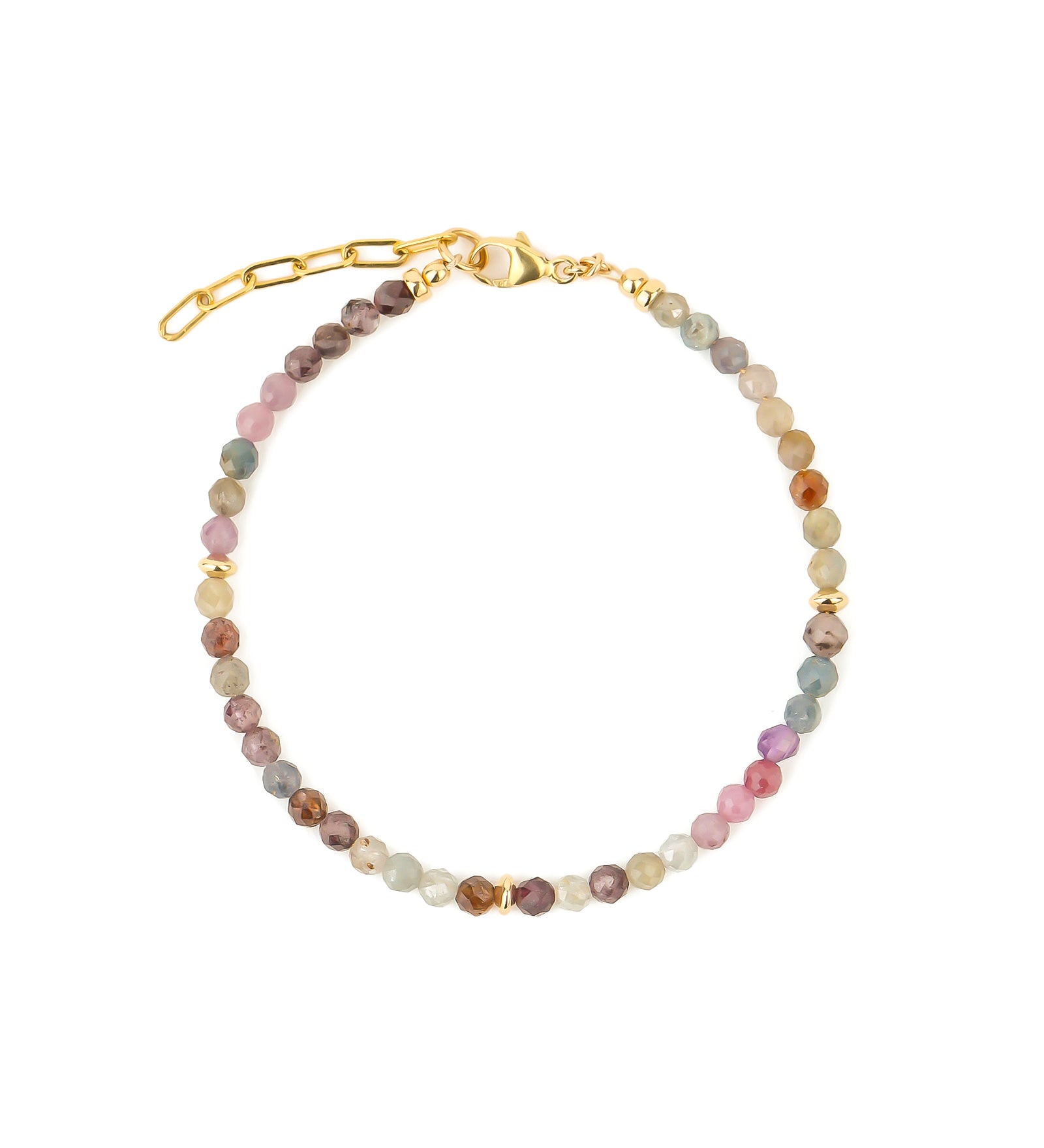 Gem Jar-Stone Three Saucer Bracelet | 3.5mm-Bracelets-14k Gold Filled, Ruby, Sapphire-Blue Ruby Jewellery-Vancouver Canada