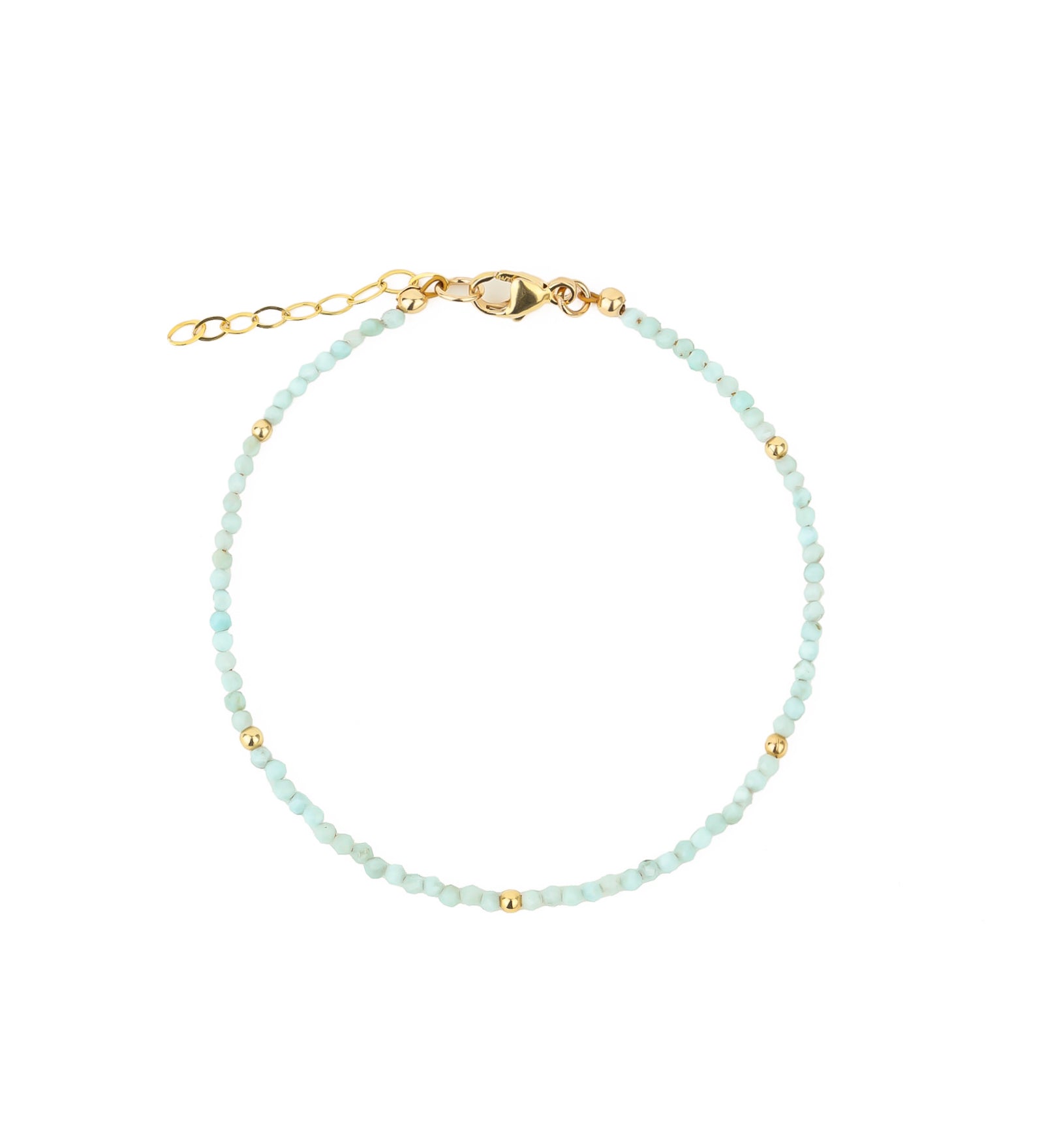 Gem Jar-Larimar Beaded Bracelet | 2mm-Bracelets-14k Gold Filled, Larimar-Blue Ruby Jewellery-Vancouver Canada