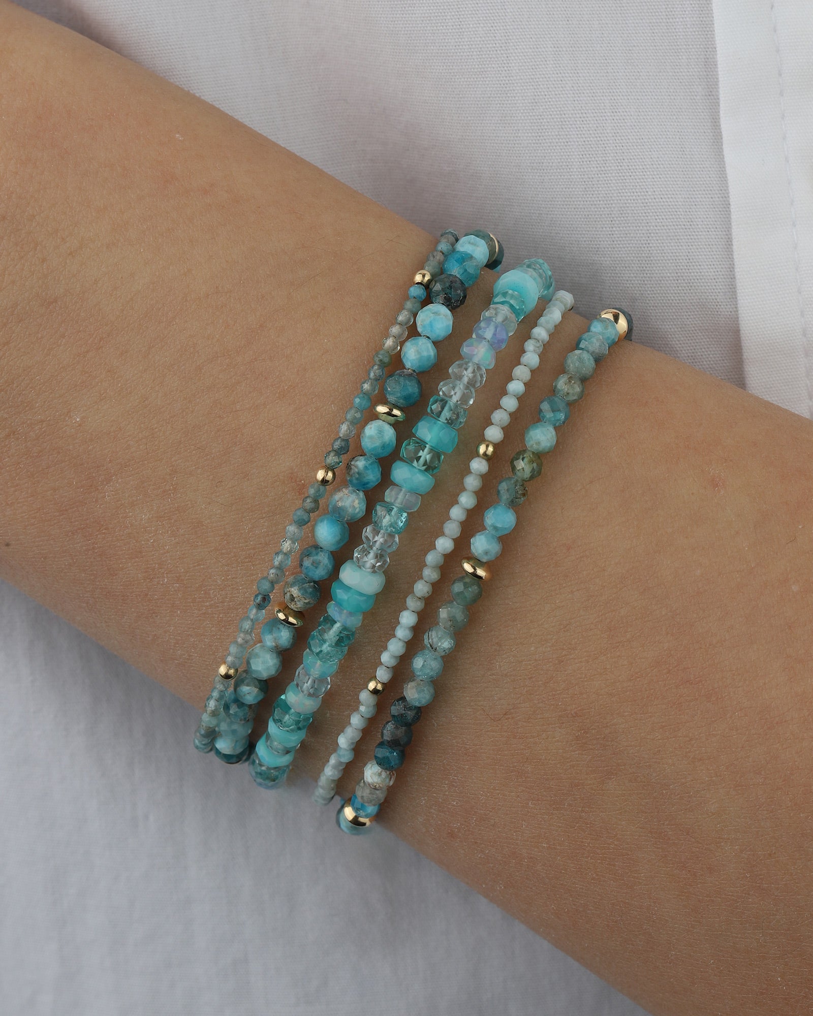 Mixed Stone Bracelet | 4mm 14k Gold Filled, Apatite