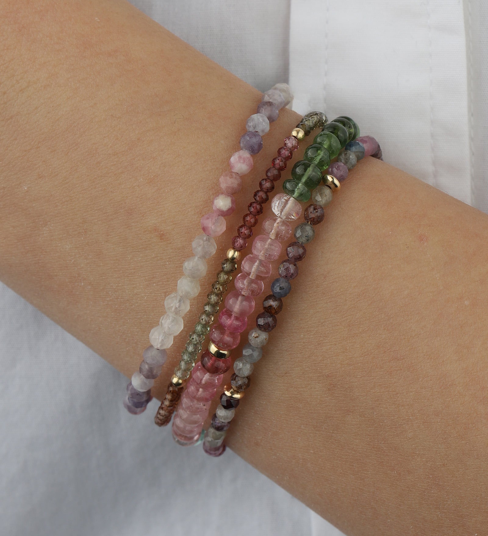 Mixed Tourmaline Bracelet | 5mm 14k Gold Filled, Tourmaline