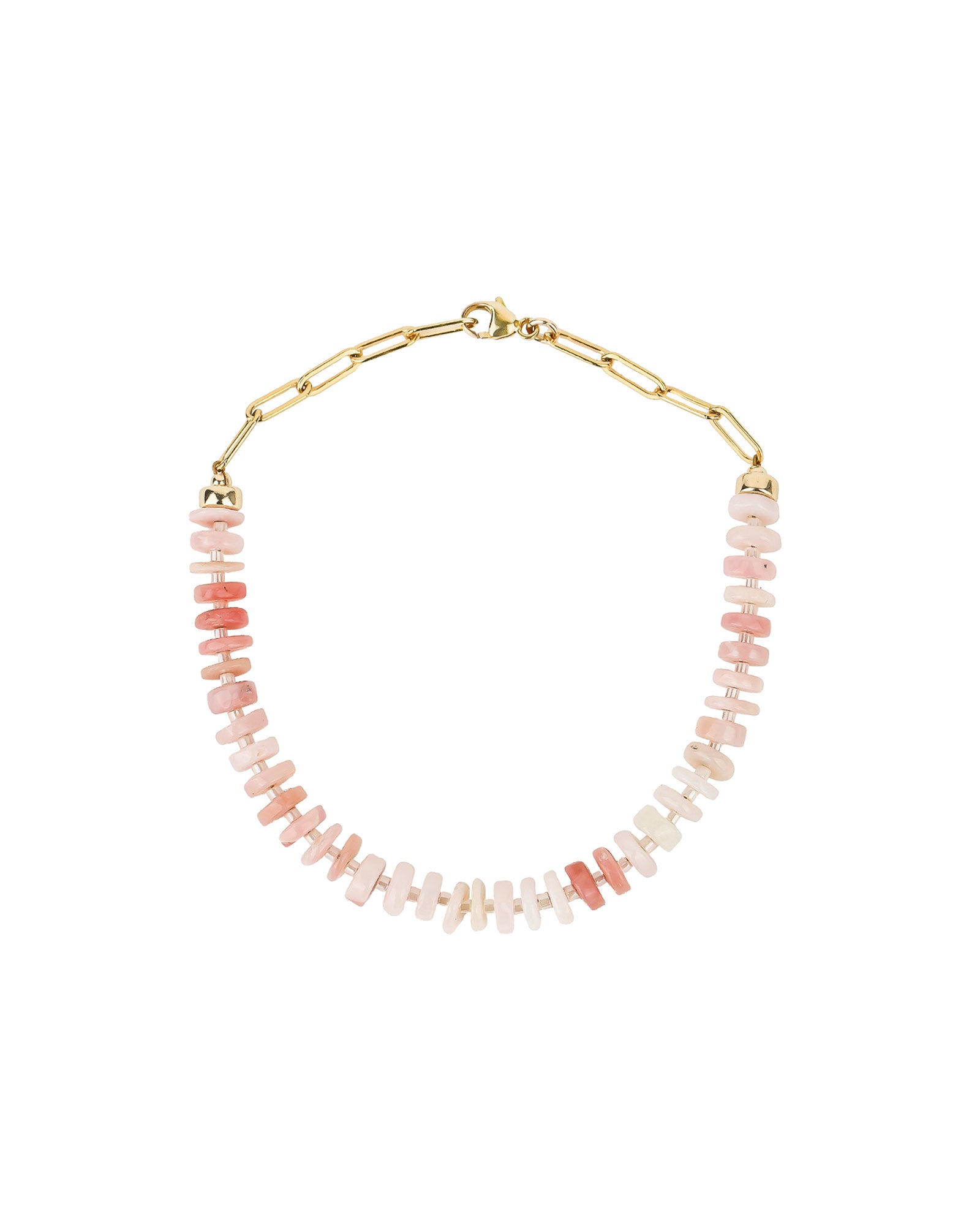 Pink Opal Heishi Miyuki Bracelet | 6.5mm 14k Gold Filled, Pink Opal