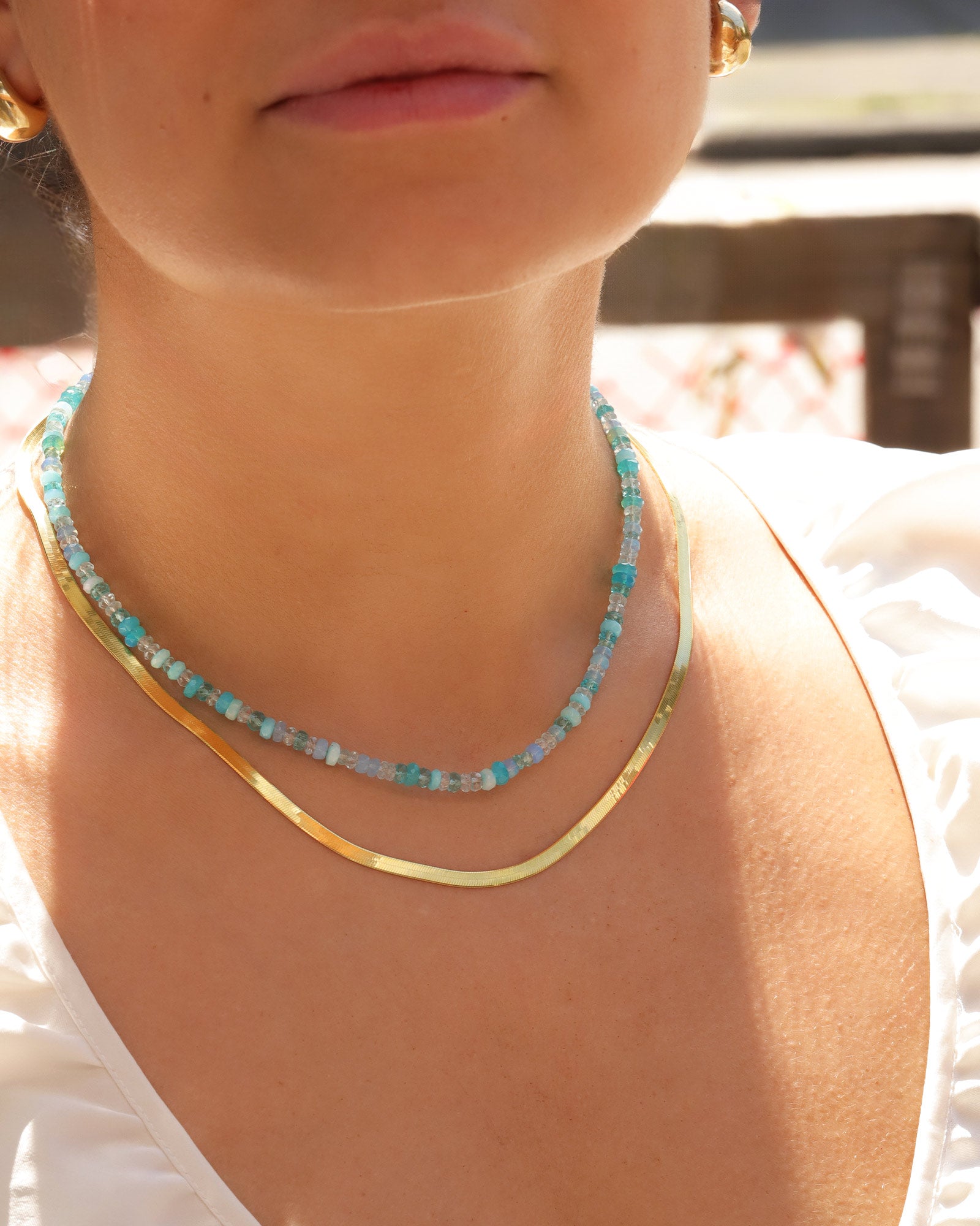 Gem Jar-Blue Mix Stone Necklace | 4mm-Necklaces-14k Gold Filled, Apatite-Blue Ruby Jewellery-Vancouver Canada