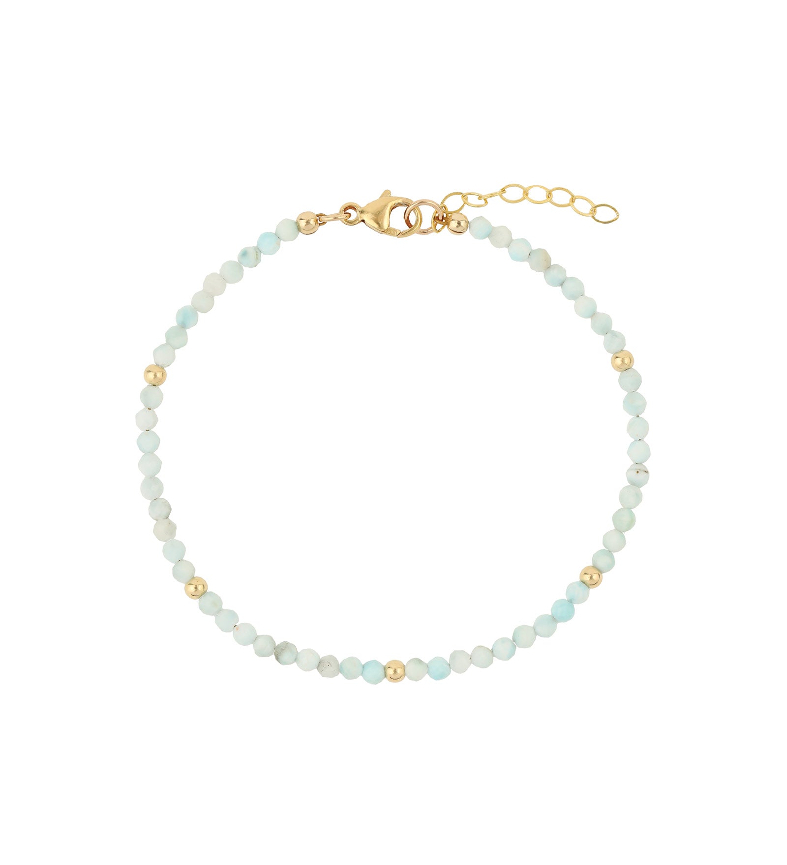 Larimar Beaded Bracelet | 2.5mm 14k Gold Filled, Larimar