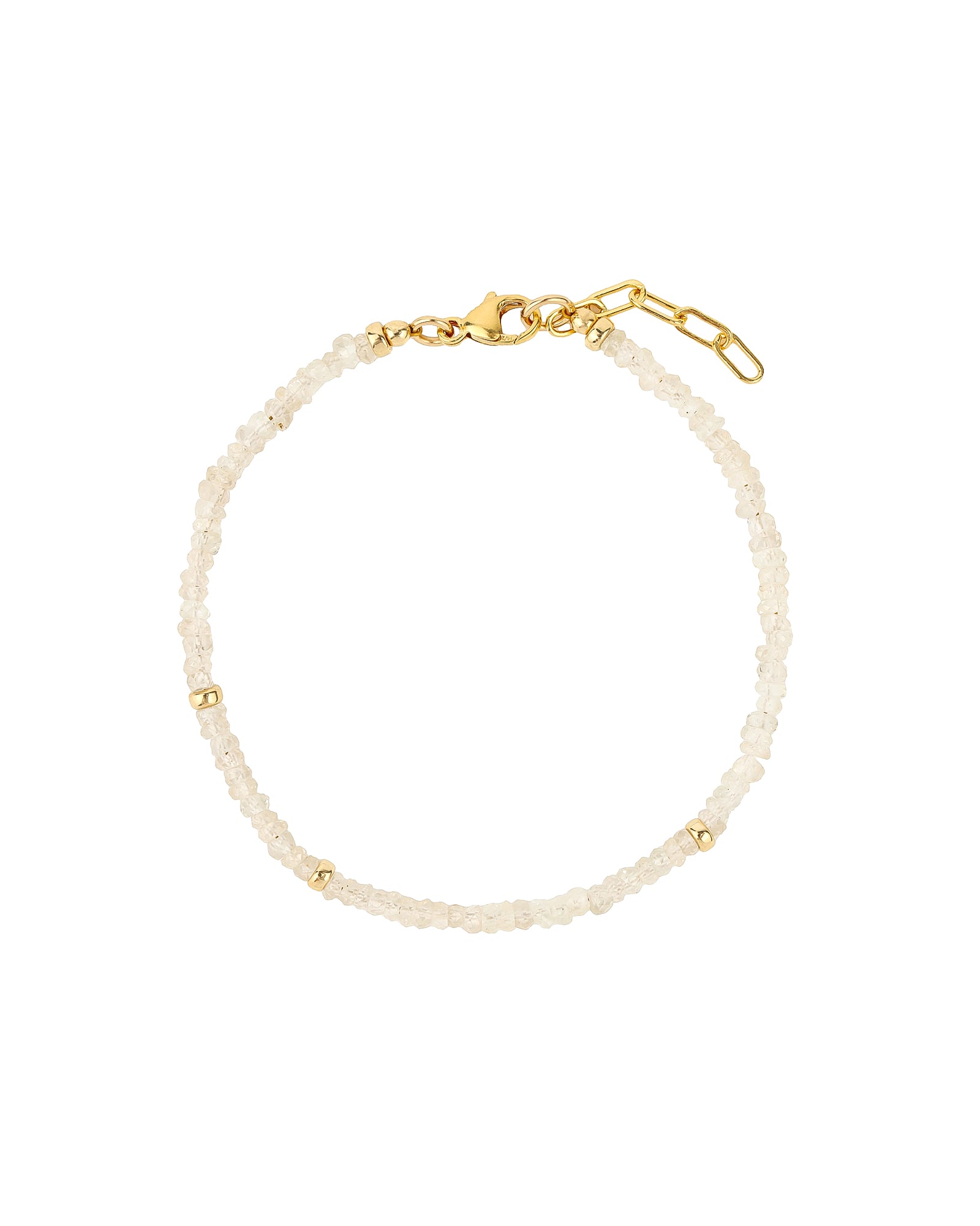 White Zircon Three Rondelle Bracelet | 3mm 14k Gold Filled, White Zircon