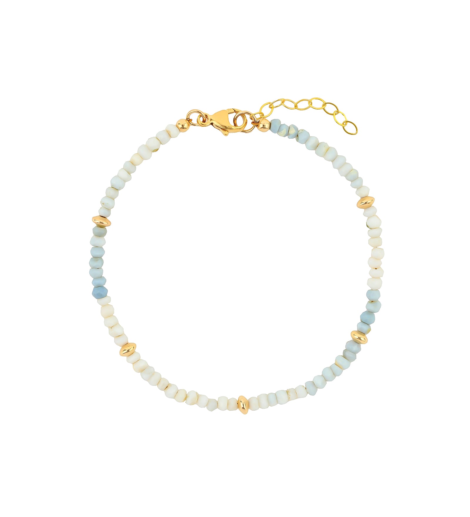 Gem Jar-Shaded Blue Opal Five Saucer Bracelet | 3mm-Bracelets-14k Gold Filled, Blue Opal-Blue Ruby Jewellery-Vancouver Canada