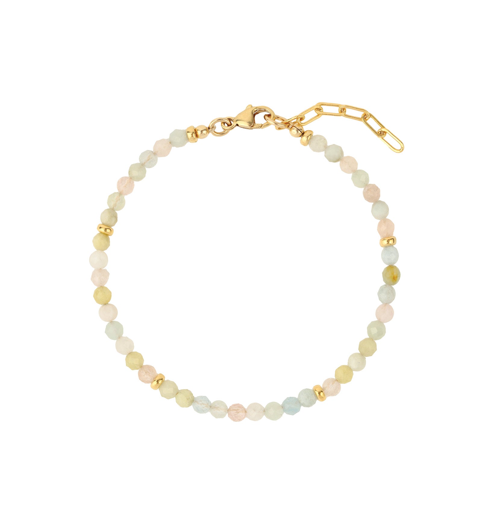 Morganite Four Rondelle Bracelet | 3mm 14k Gold Filled, Morganite