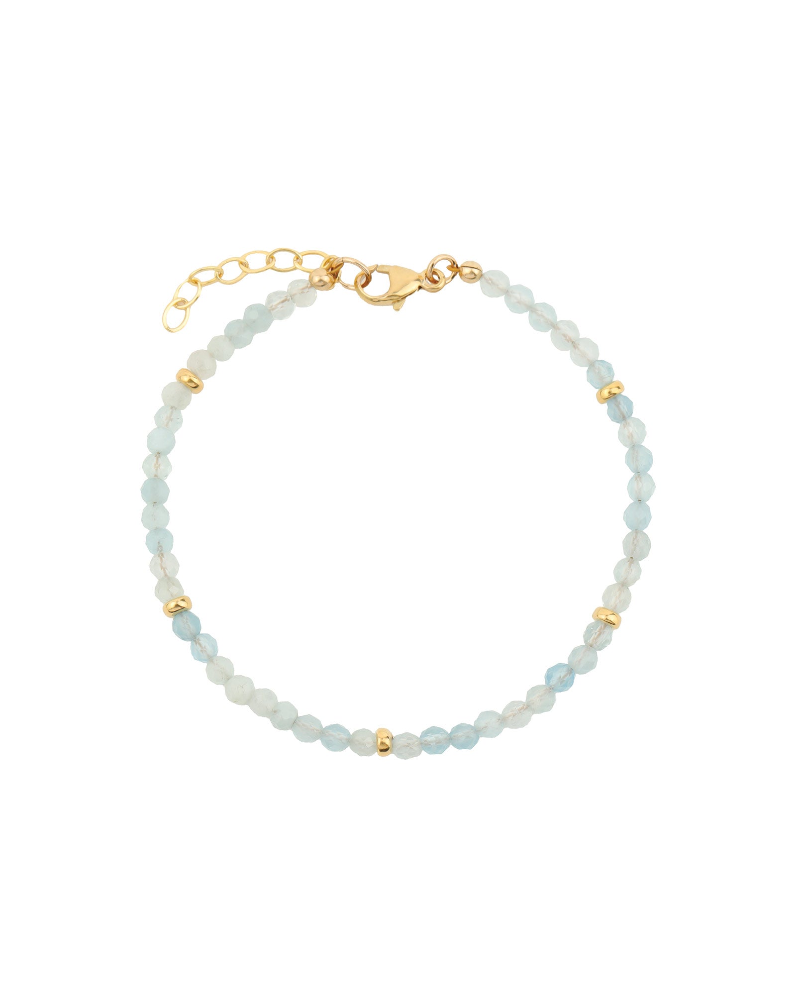 Gem Jar-Aquamarine Five Rondelle Bracelet | 3mm-Bracelets-14k Gold Filled, Aquamarine-Blue Ruby Jewellery-Vancouver Canada