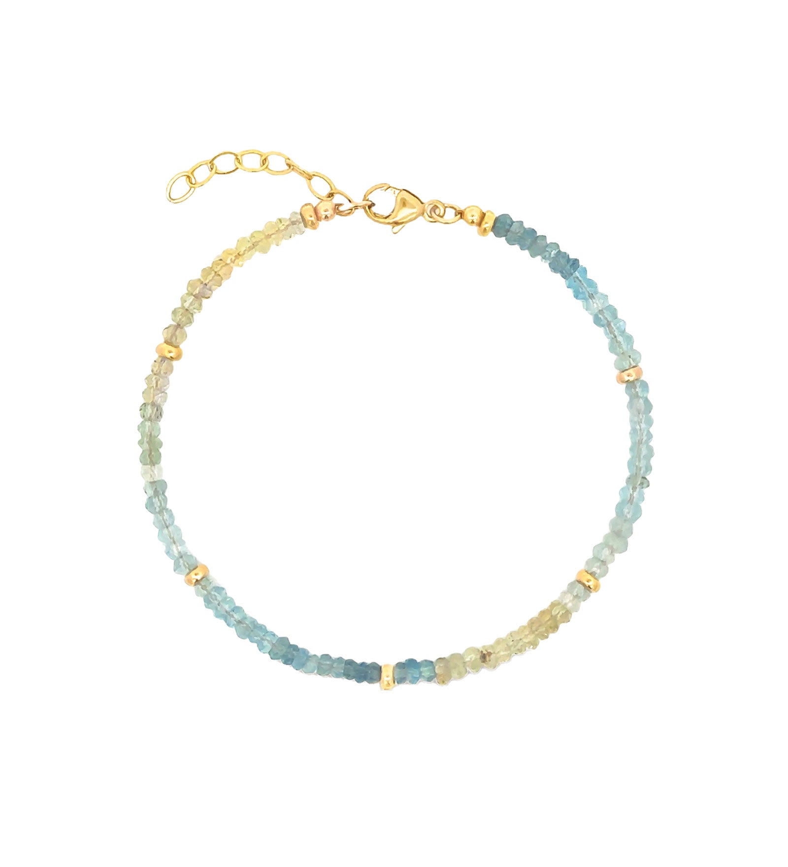 Gem Jar-Aquamarine Five Rondelle Bracelet | 3mm-Bracelets-14k Gold Filled, Aquamarine-Blue Ruby Jewellery-Vancouver Canada