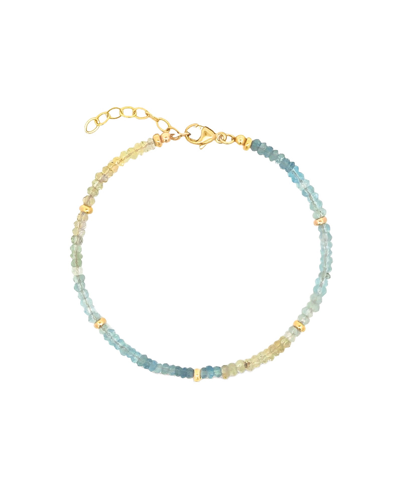 Gem Jar-Aquamarine Five Rondelle Bracelet | 3mm-Bracelets-14k Gold Filled, Aquamarine-Blue Ruby Jewellery-Vancouver Canada