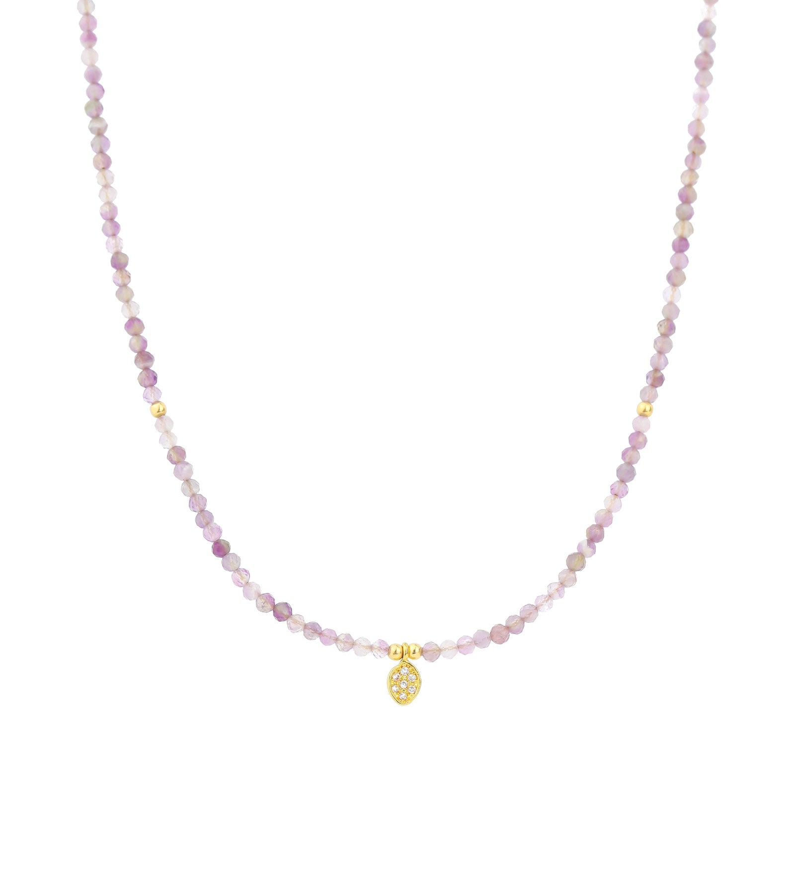 Gem Jar-Stone Pavé Leaf Necklace | 2mm-Necklaces-14k Gold Filled, 14k Gold Vermeil, Amethyst-Blue Ruby Jewellery-Vancouver Canada