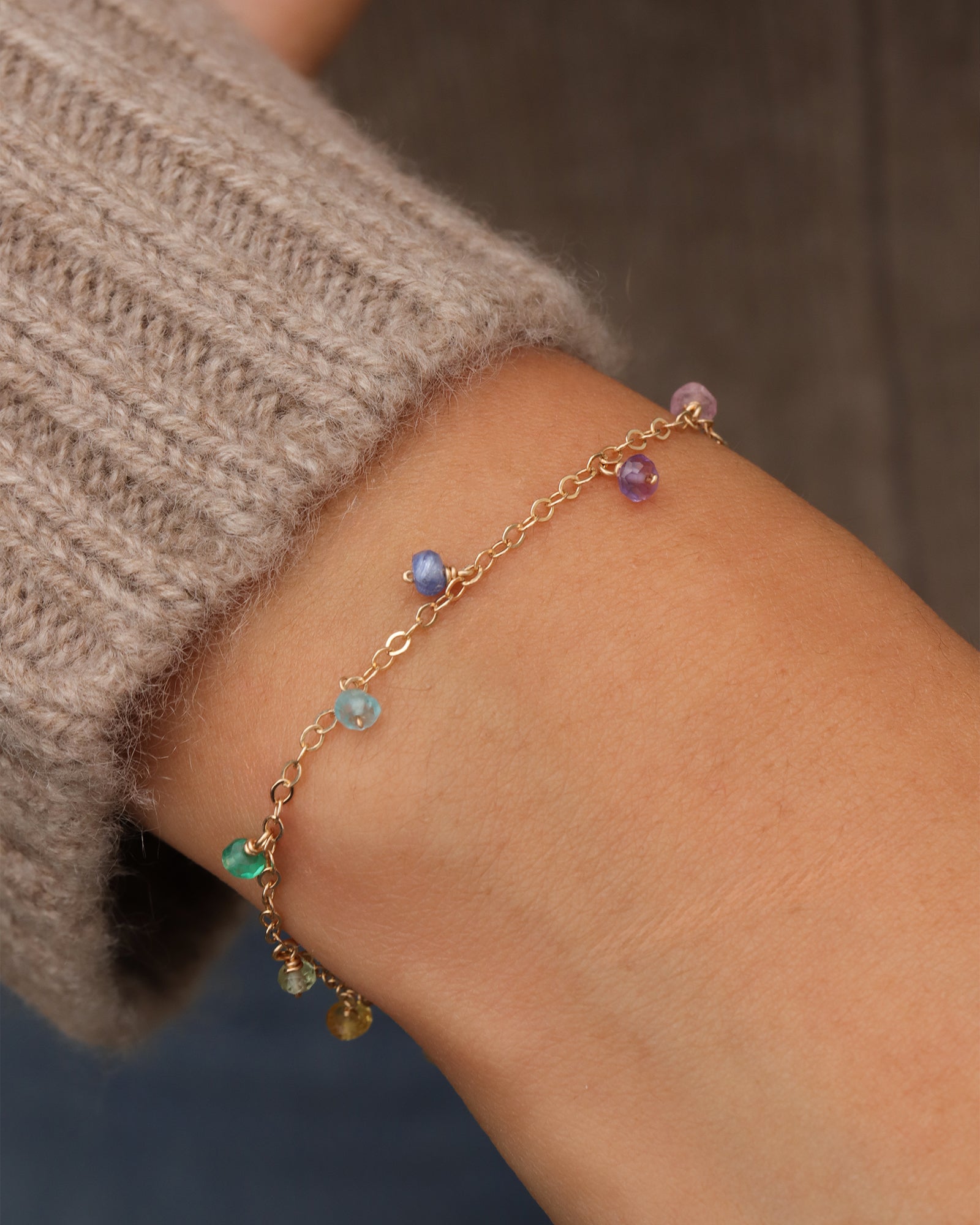 Gem Jar-Shaker Mixed Stone Bracelet-Bracelets-14k Gold Filled, Multi-Blue Ruby Jewellery-Vancouver Canada