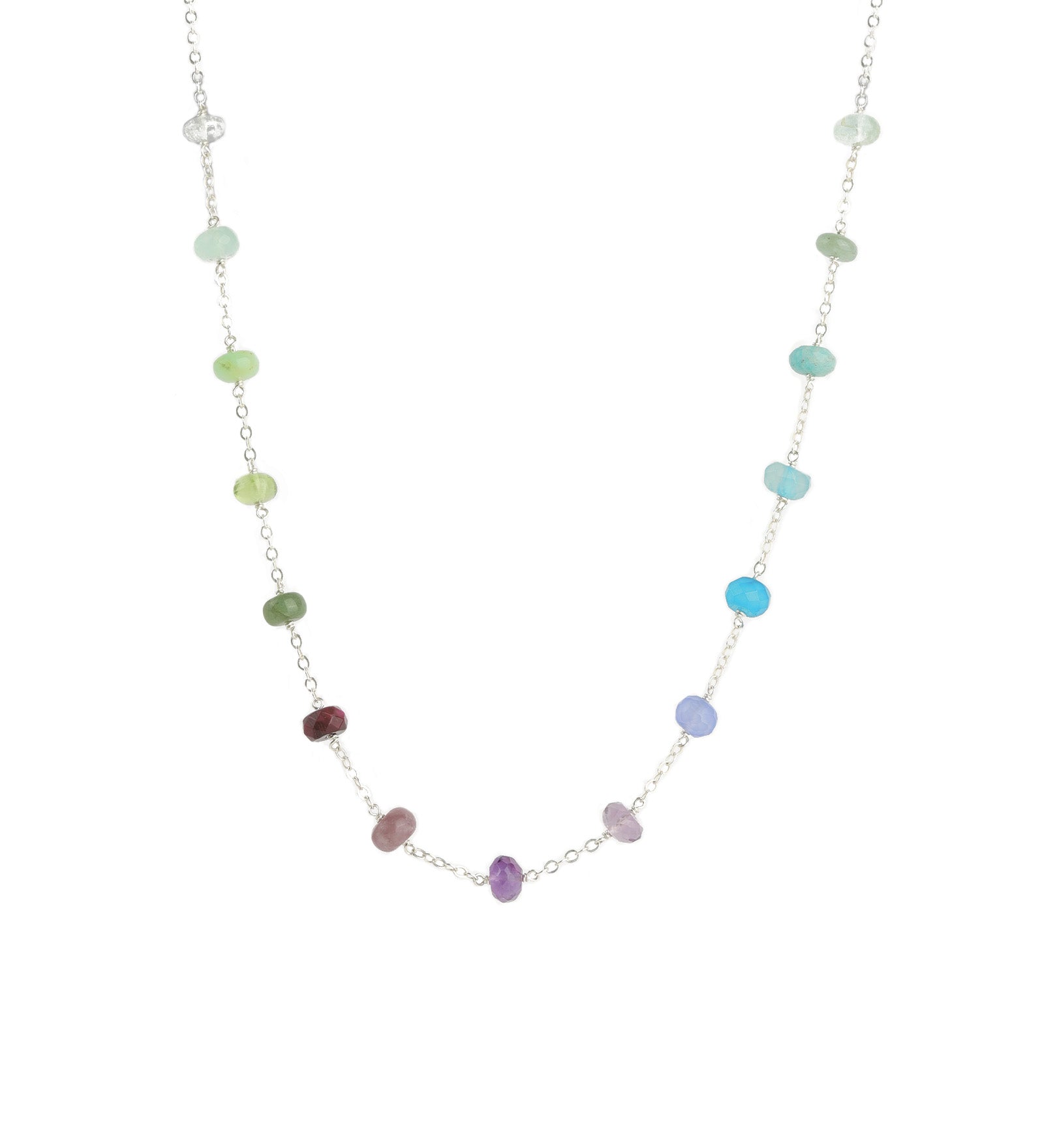 Gem Jar-Large Stone Station Necklace-Necklaces-Sterling Silver, Multi-Blue Ruby Jewellery-Vancouver Canada