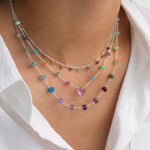 Gem Jar-Stone Station Heart Necklace-Necklaces-Sterling Silver, Multi-Blue Ruby Jewellery-Vancouver Canada