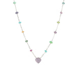 Gem Jar-Stone Station Heart Necklace-Necklaces-Sterling Silver, Multi-Blue Ruby Jewellery-Vancouver Canada