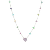 Gem Jar-Stone Station Heart Necklace-Necklaces-Sterling Silver, Multi-Blue Ruby Jewellery-Vancouver Canada