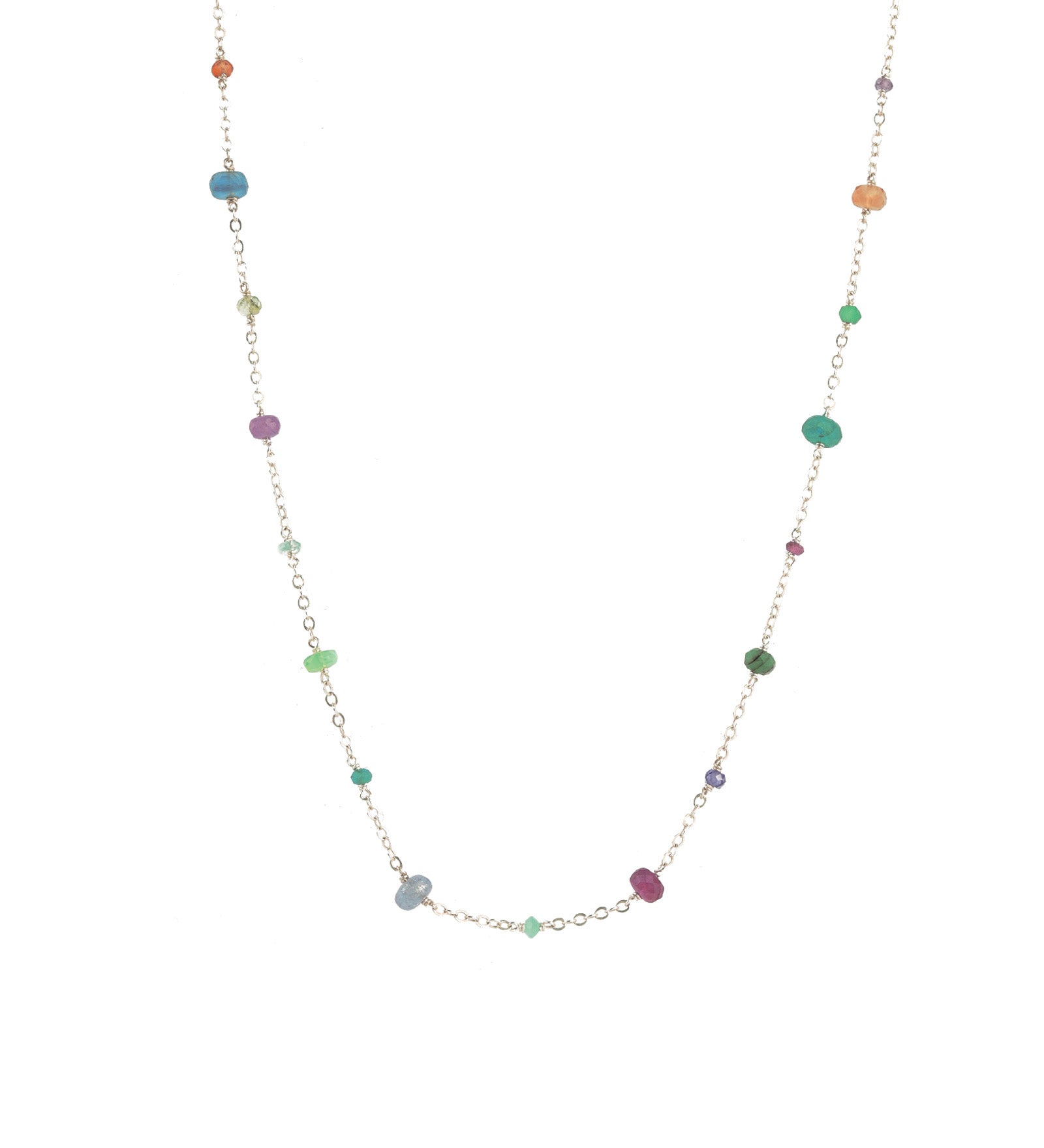 Gem Jar-Mixed Stone Station Necklace-Necklaces-Sterling Silver, Multi-Blue Ruby Jewellery-Vancouver Canada