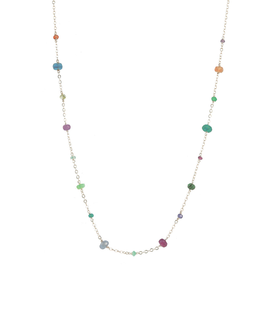 Gem Jar-Mixed Stone Station Necklace-Necklaces-Sterling Silver, Multi-Blue Ruby Jewellery-Vancouver Canada