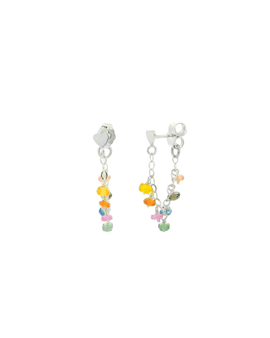 Stone Cluster Loop Studs Sterling Silver, Multi