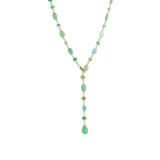 Mix Stone Drop Lariat 14k Gold Vermeil, Chrysoprase