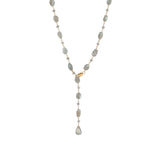 Mix Stone Drop Lariat 14k Gold Vermeil, Labradorite