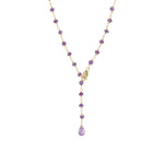 Gem Jar-Mix Stone Drop Lariat-Necklaces-14k Gold Vermeil, Amethyst-Blue Ruby Jewellery-Vancouver Canada