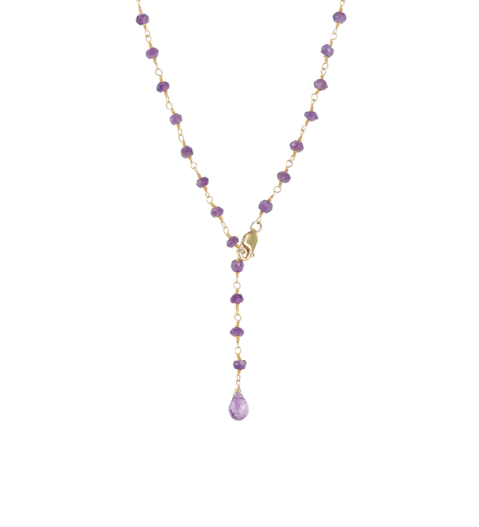 Gem Jar-Mix Stone Drop Lariat-Necklaces-14k Gold Vermeil, Amethyst-Blue Ruby Jewellery-Vancouver Canada