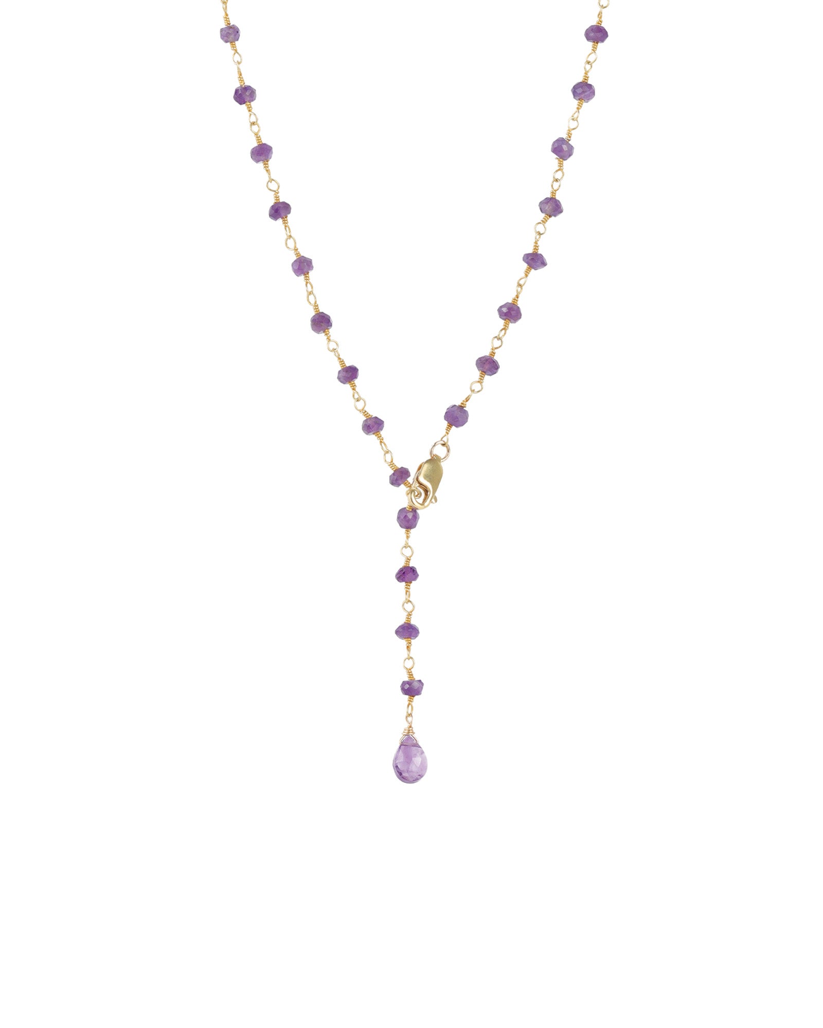 Gem Jar-Mix Stone Drop Lariat-Necklaces-14k Gold Vermeil, Amethyst-Blue Ruby Jewellery-Vancouver Canada