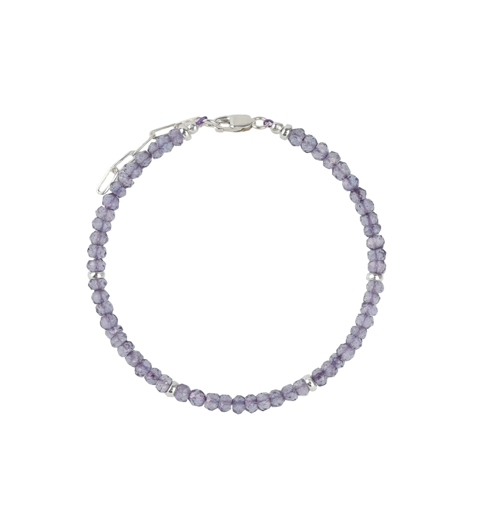 Purple Quartz Four Rondelle Bracelet | 3mm Sterling Silver, Purple Quartz